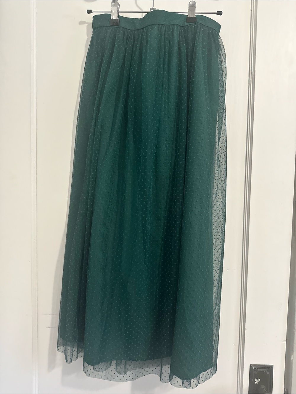 J. Crew Dark Green Tulle Polka Dot Midi Skirt - Picture 3 of 5